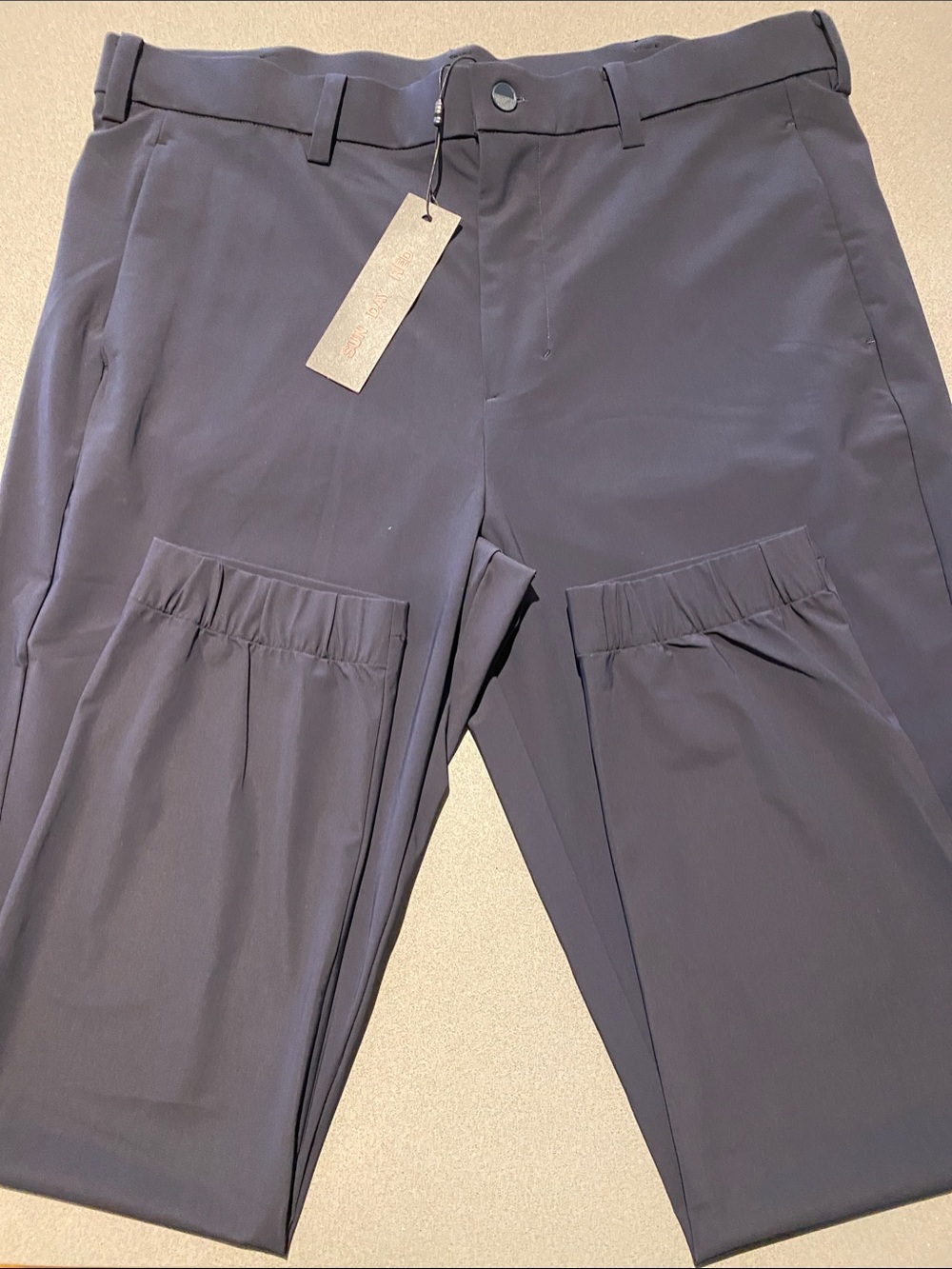 Modern Navy Jogger Pants with Pockets and belt loops. Soft and comfy.